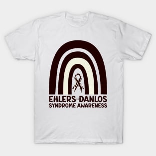 Ehlers-Danlos Syndrome Awareness Ribbon Black Boho Rainbow T-Shirt